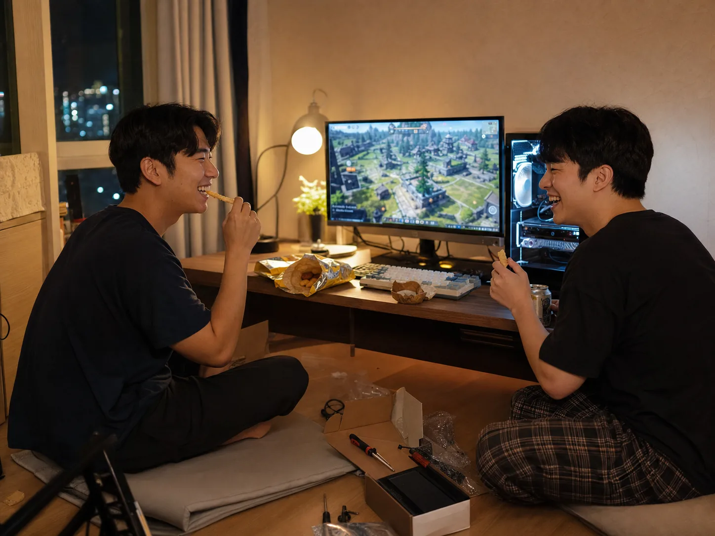 AI 콘셉트 이미지 · 조립 후 휴식 장면 (실제 인물 아님)